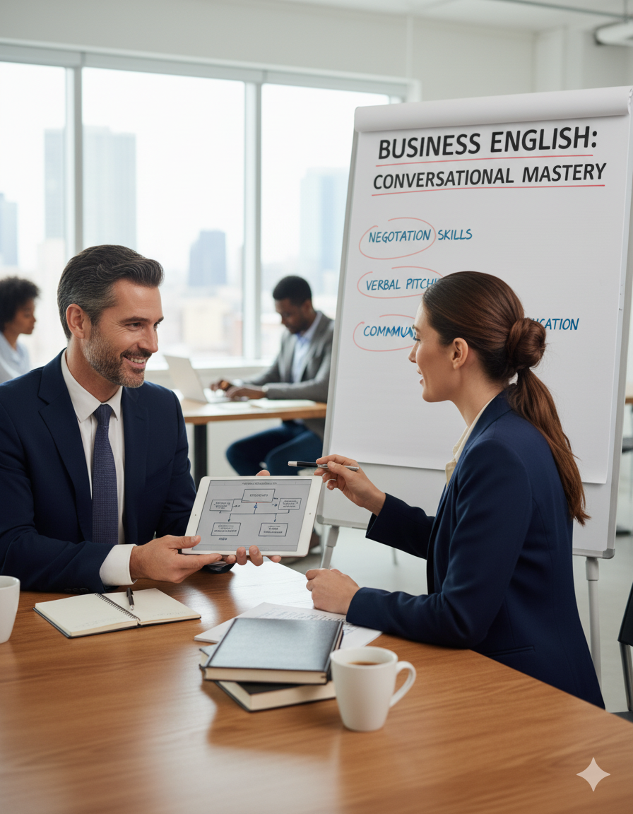 biznesmen uczący się angielskiego